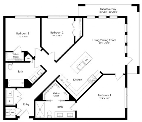 Three Bedroom Floor Plan with 1,282 Sq. Ft. at Lyra Sarasota